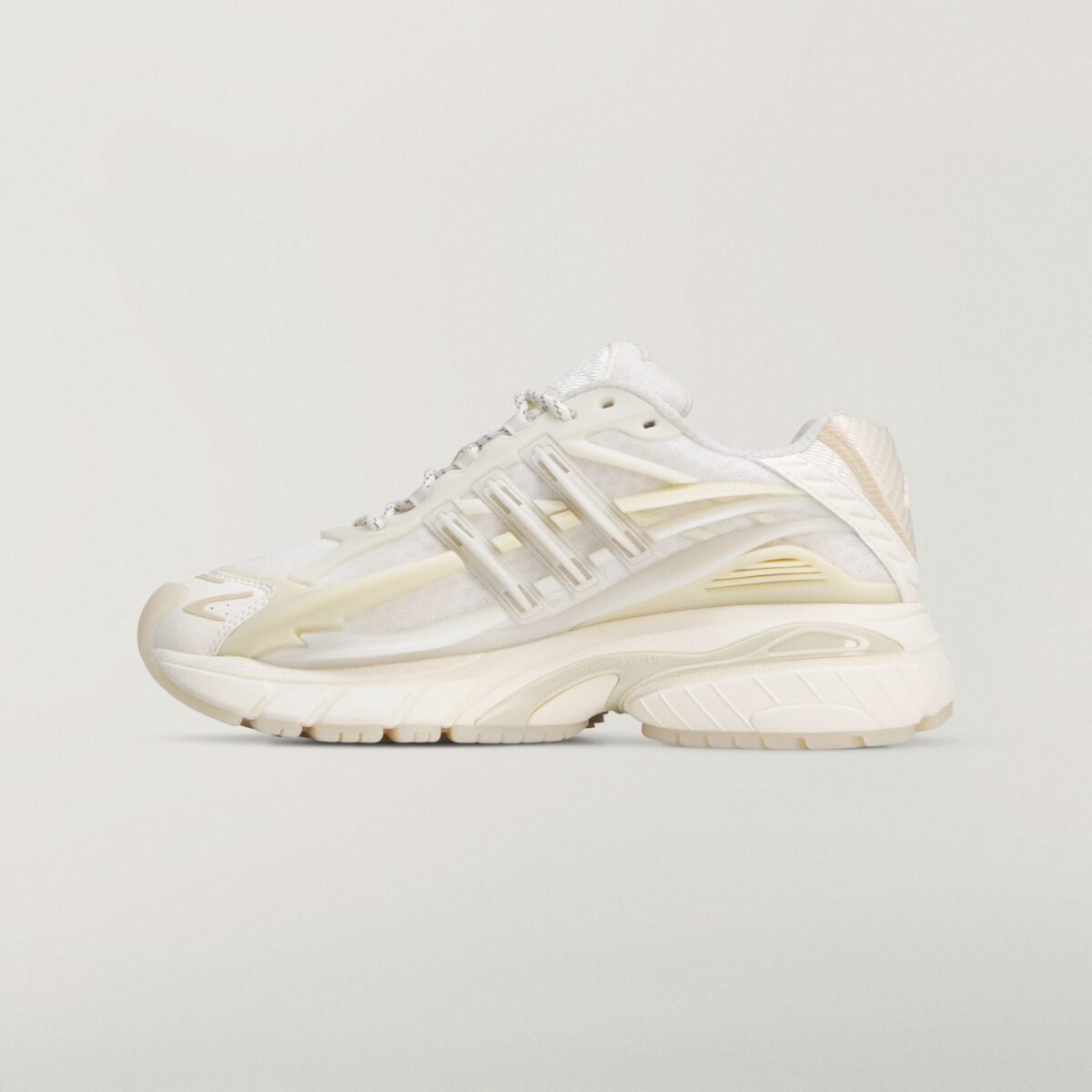 Pharrell Williams x adidas Adistar Jellyfish in Core White, Off White, and Clear Brown colorway shown from multiple angles - detail view 3