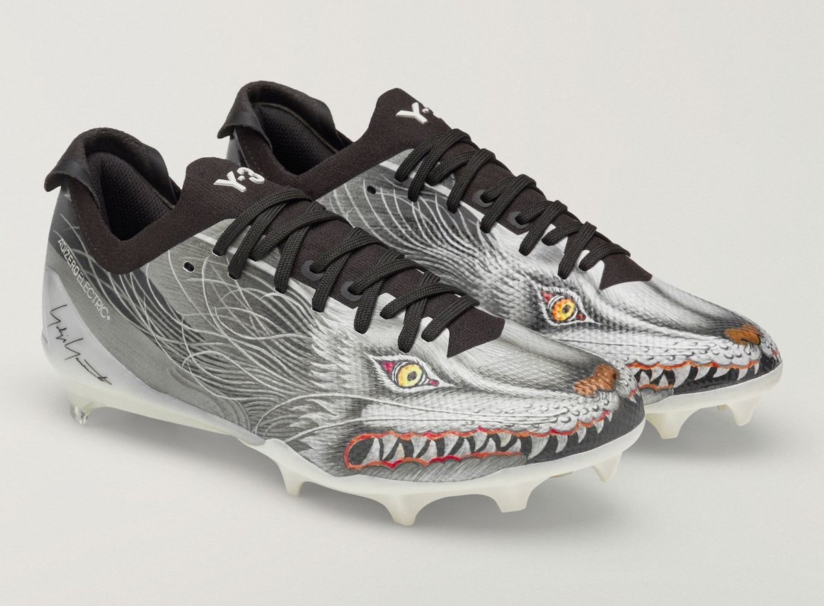 Y-3 adiZero Electric II Plus Beast Pack in Wolf colorway showing animal graphics on Primeknit upper - detail view 2
