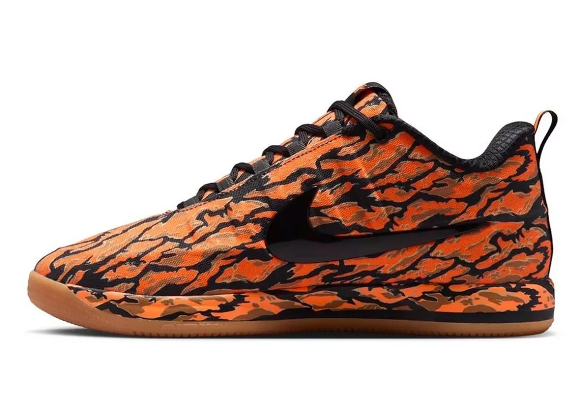 Nike Book 2 Tiger Camo in black, total orange, and flax with full camouflage pattern coverage - detail view 2