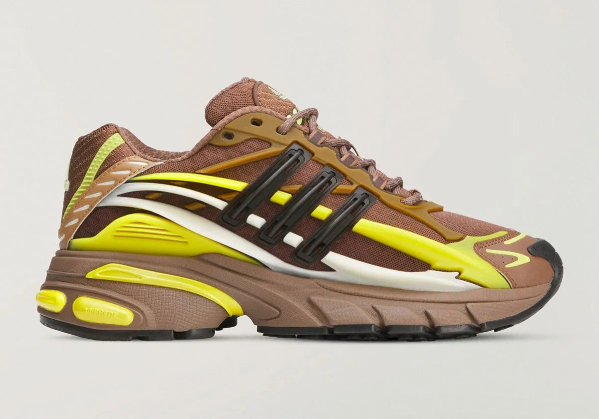 Pharrell x adidas Jellyfish Timber Brown colorway, side profile view showing the rounded silhouette and earth-tone palette - detail view 1