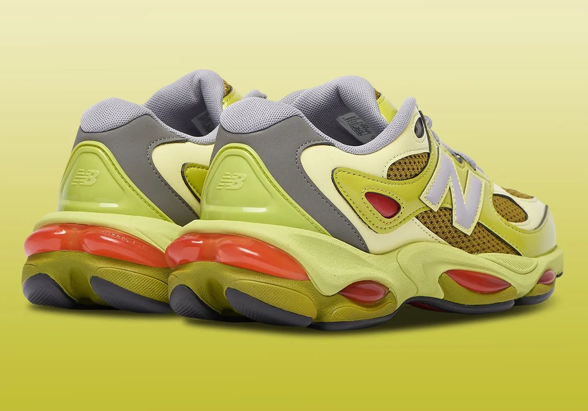 New Balance 983 in dark moss green with patent overlays and red ABZORB cushioning pods, lateral view - detail view 1