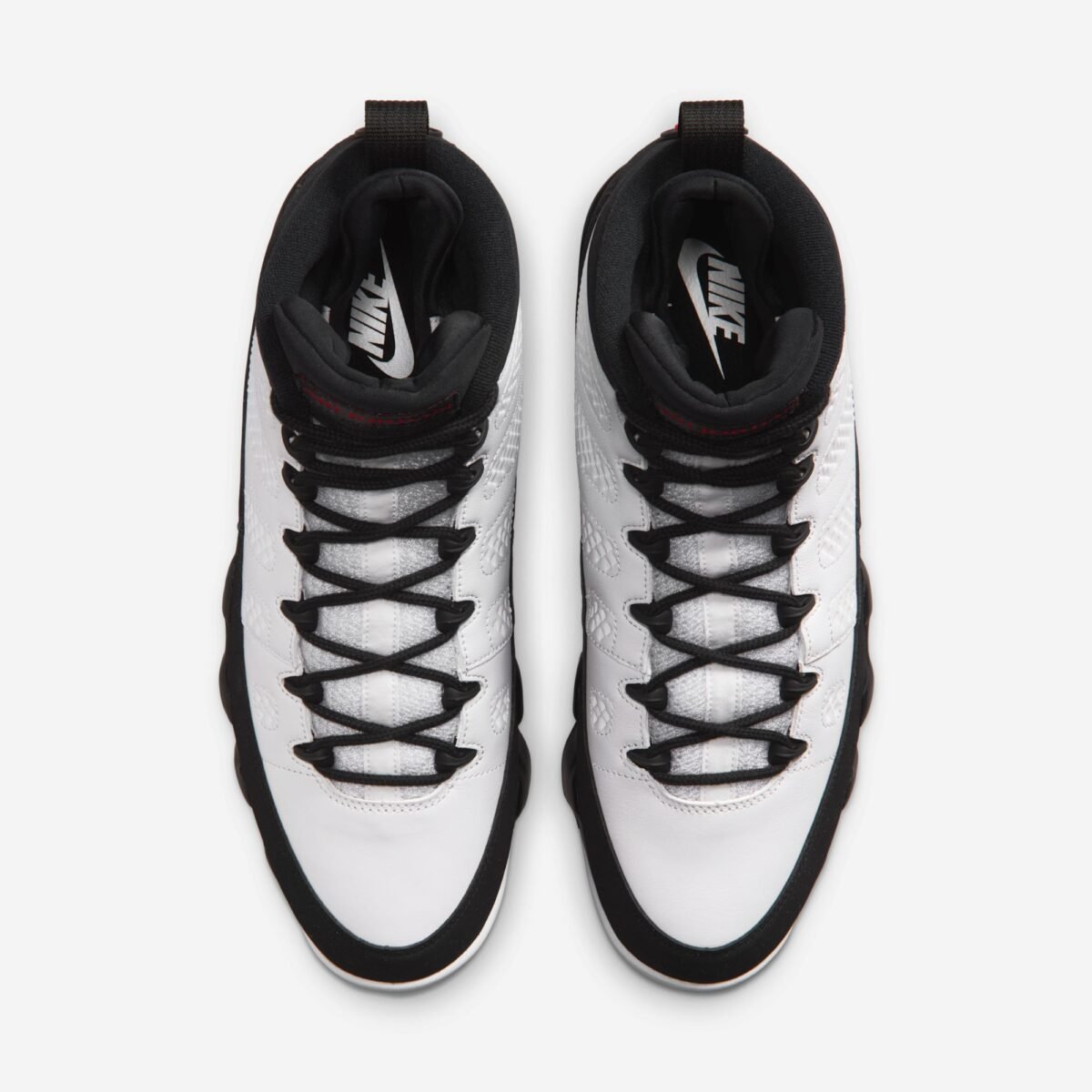 Air Jordan 9 OG Space Jam in White, True Red, and Black colorway with updated OG mold and Tune Squad packaging - detail view 4