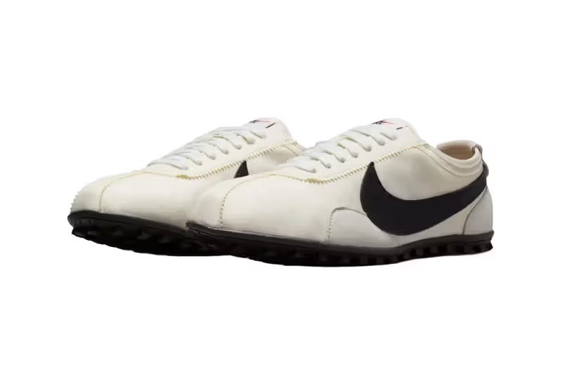 Nike Moon Shoe in Soft Pearl and Black, the 1971 Bill Bowerman design with iconic waffle-pattern sole construction - detail view 4