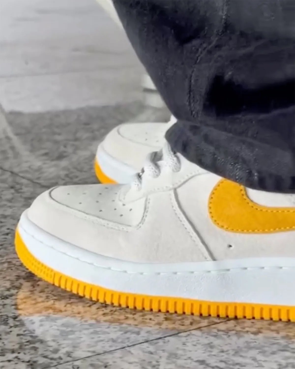 Fly Streetwear x Nike SB Air Force 1 Low in cream and yellow with branded heel patch - detail view 1