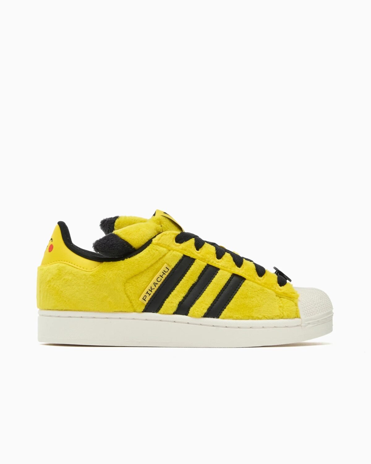 Pokémon x adidas Superstar 'Pikachu Yellow' featuring yellow upper with core black heel and accents, style code KI2858 - detail view 2