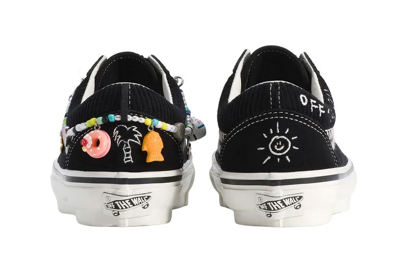 Vans x Cocona Hiraki Premium Old Skool in Black with embroidered details and beaded accents - detail view 3