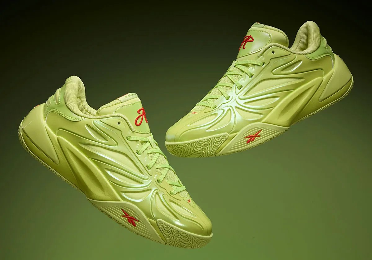 Reebok Angel Reese 1 'Poison Angel' in neon green and fire red, side profile view - detail view 1