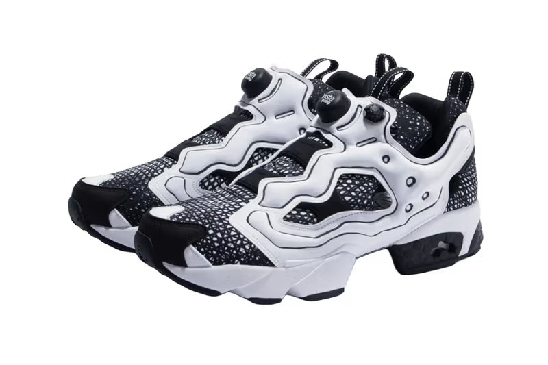 Reebok Instapump Fury 94 'Eren' white colorway with manga sketch-effect graphic overlays, Hidarikiki collaboration - detail view 5