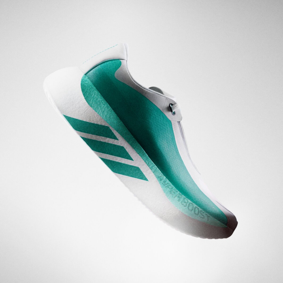 adidas Hyperboost Edge running shoe in neutral colorway showing cushioned midsole and minimalist upper design - detail view 4