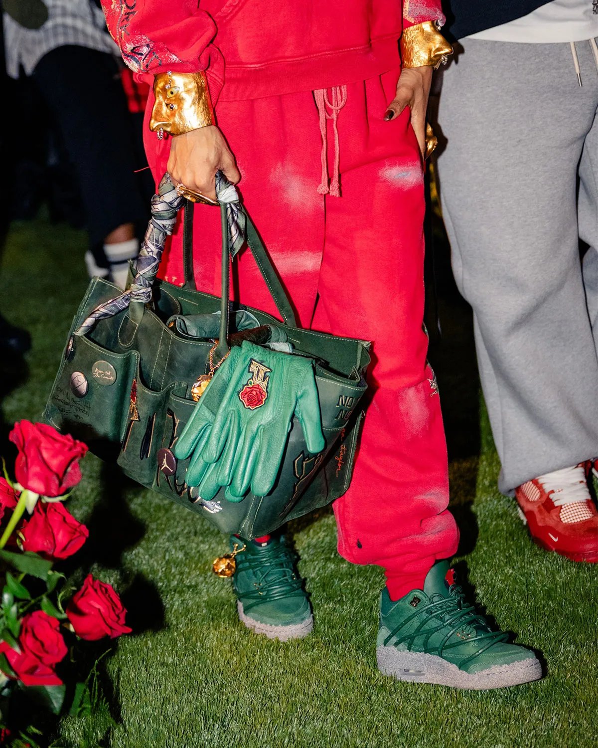 Teyana Taylor wearing Air Jordan 3 Concrete Rose sneakers at NBA All-Star Weekend - detail view 3