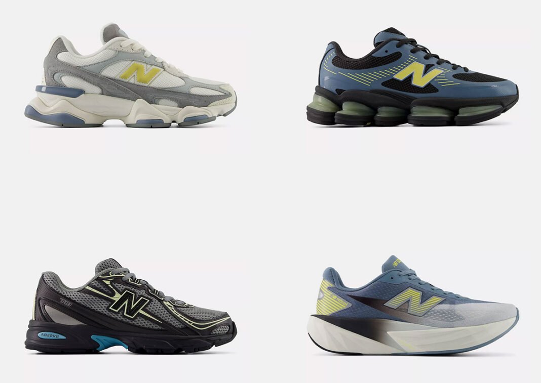 New Balance Night Lights Pack featuring the 9060R, 2000, 740, and FuelCell Rebel v5 with dark palettes and neon accents - detail view 1
