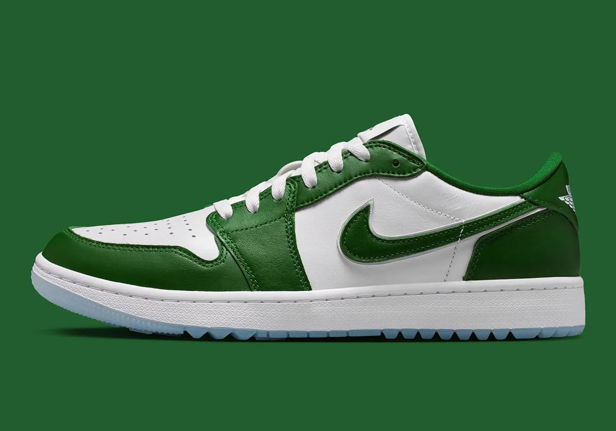 Air Jordan 1 Low Golf in Forest Green colorway, displaying full lateral silhouette with tonal leather upper - detail view 1