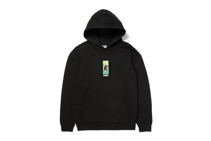 HUF x Marvel Spider-Man capsule collection featuring graphic hoodies, work jackets, and three-finish skate decks with comic-inspired artwork - detail view 1