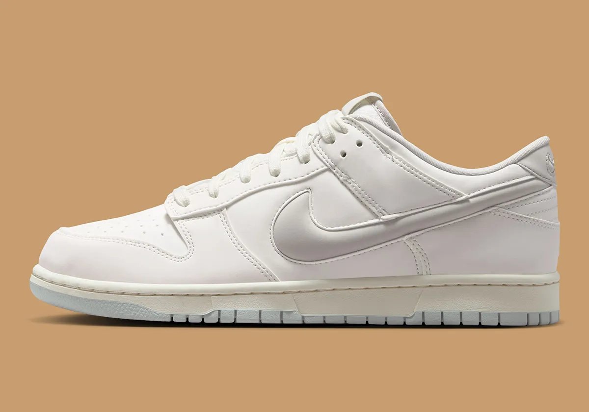Nike Dunk Low Bubble Swoosh Pack featuring embedded Swoosh branding in neutral colorways - detail view 1