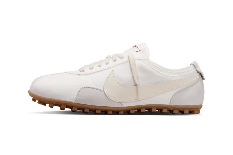 Nike Moon Shoe OG in Summit White leather with Gum Light Brown sole and Soft Pearl accents, women's exclusive colorway - detail view 3