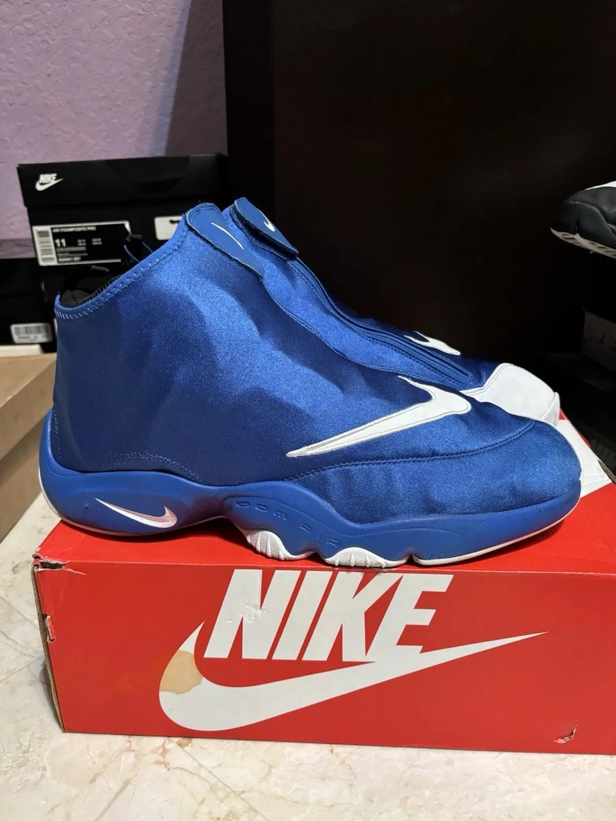Nike Air Zoom Flight The Glove Royal Blue with zippered shroud and white Swoosh details, scheduled for December 2026 release - detail view 2