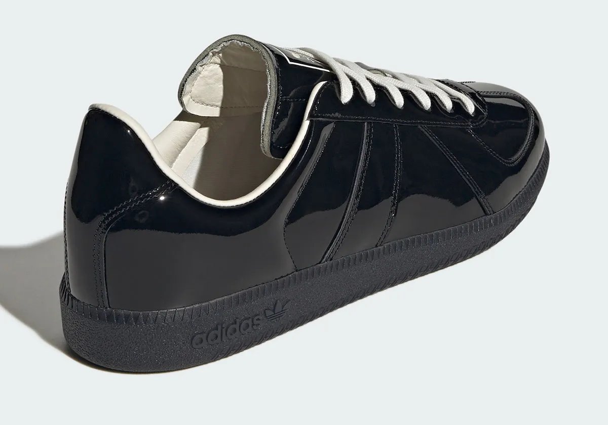 adidas BW Army Patent Pack in glossy patent leather finish, showcasing the slim German military trainer silhouette - detail view 1