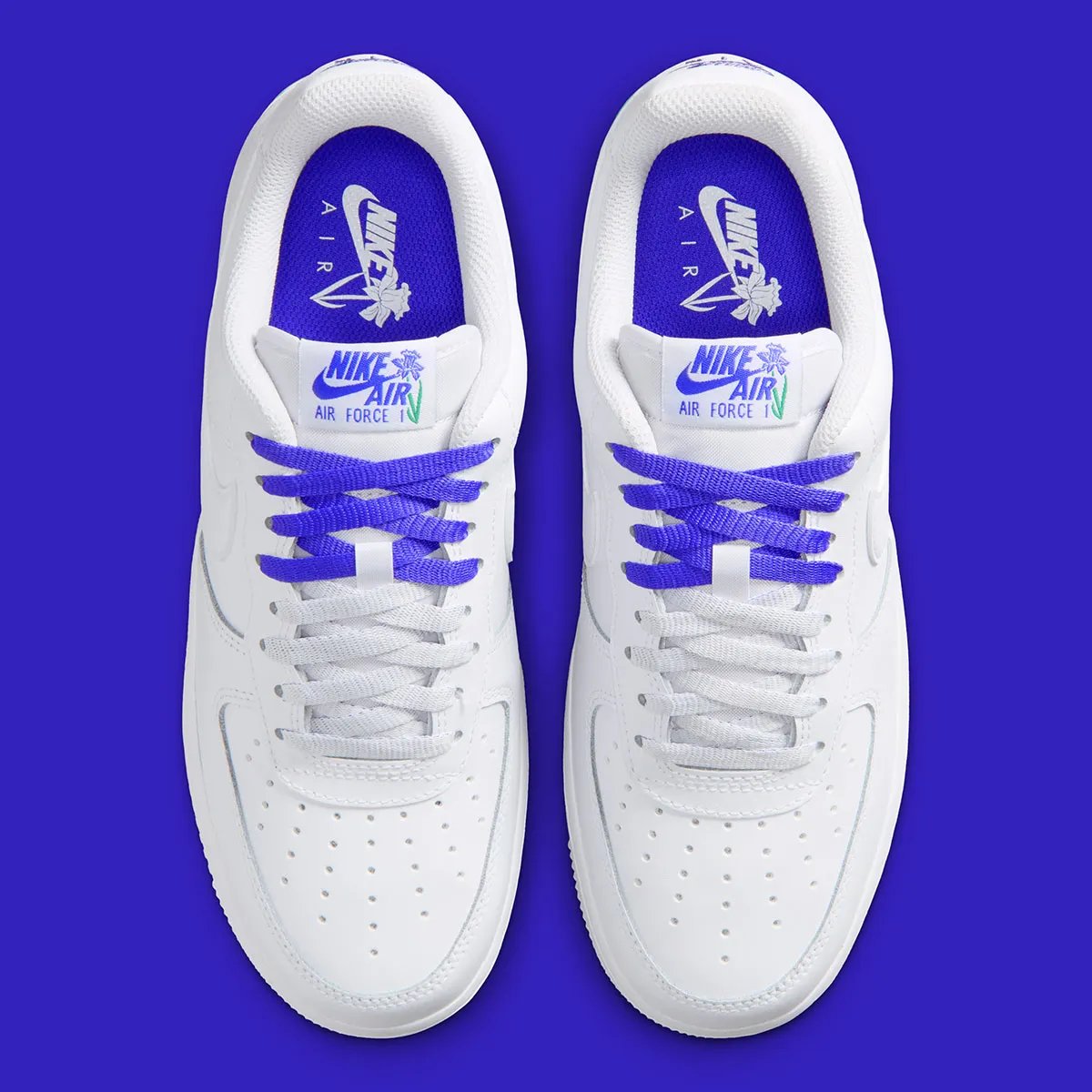 Nike Air Force 1 Low in Persian Violet with periwinkle canvas and sage green Air unit detailing - detail view 2