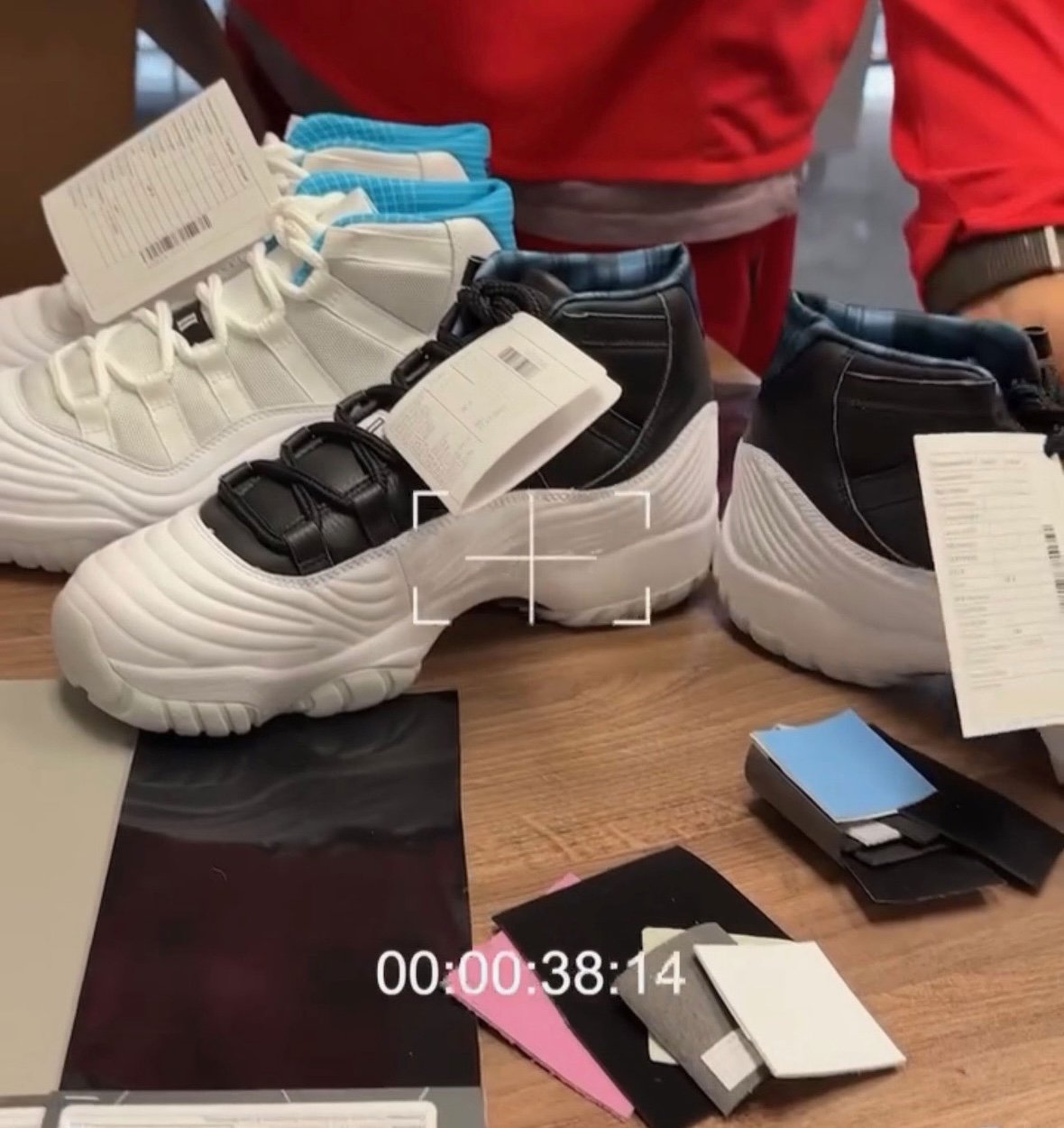 Boyz II Men Air Jordan 11 design samples showing wave graphics, plaid, and polka dot prototypes from the collaborative project - detail view 2