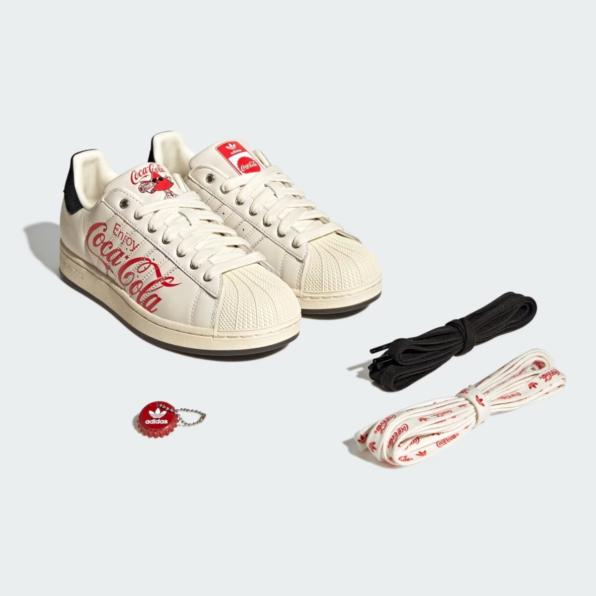 Adidas x Coca-Cola Superstar II in Core White with three stripes and shell toe detail - detail view 1