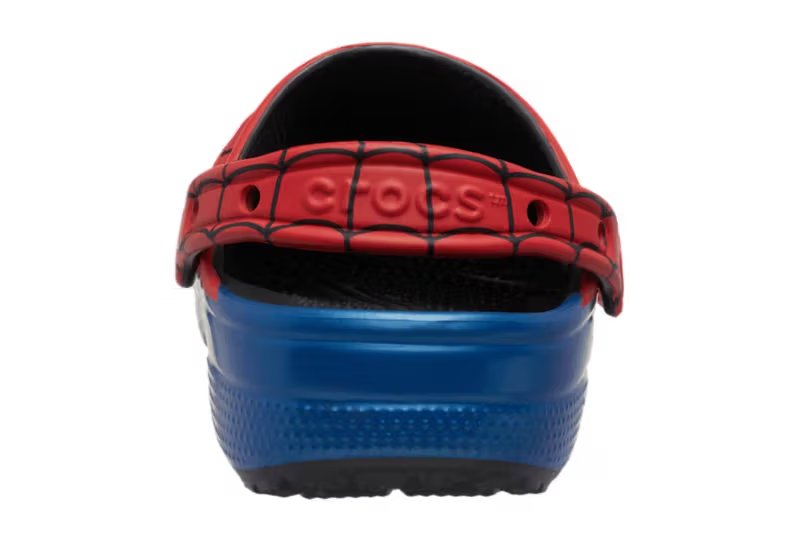 Crocs Classic Clog in red and blue Spider-Man colorway inspired by Earth-616 suit design - detail view 5