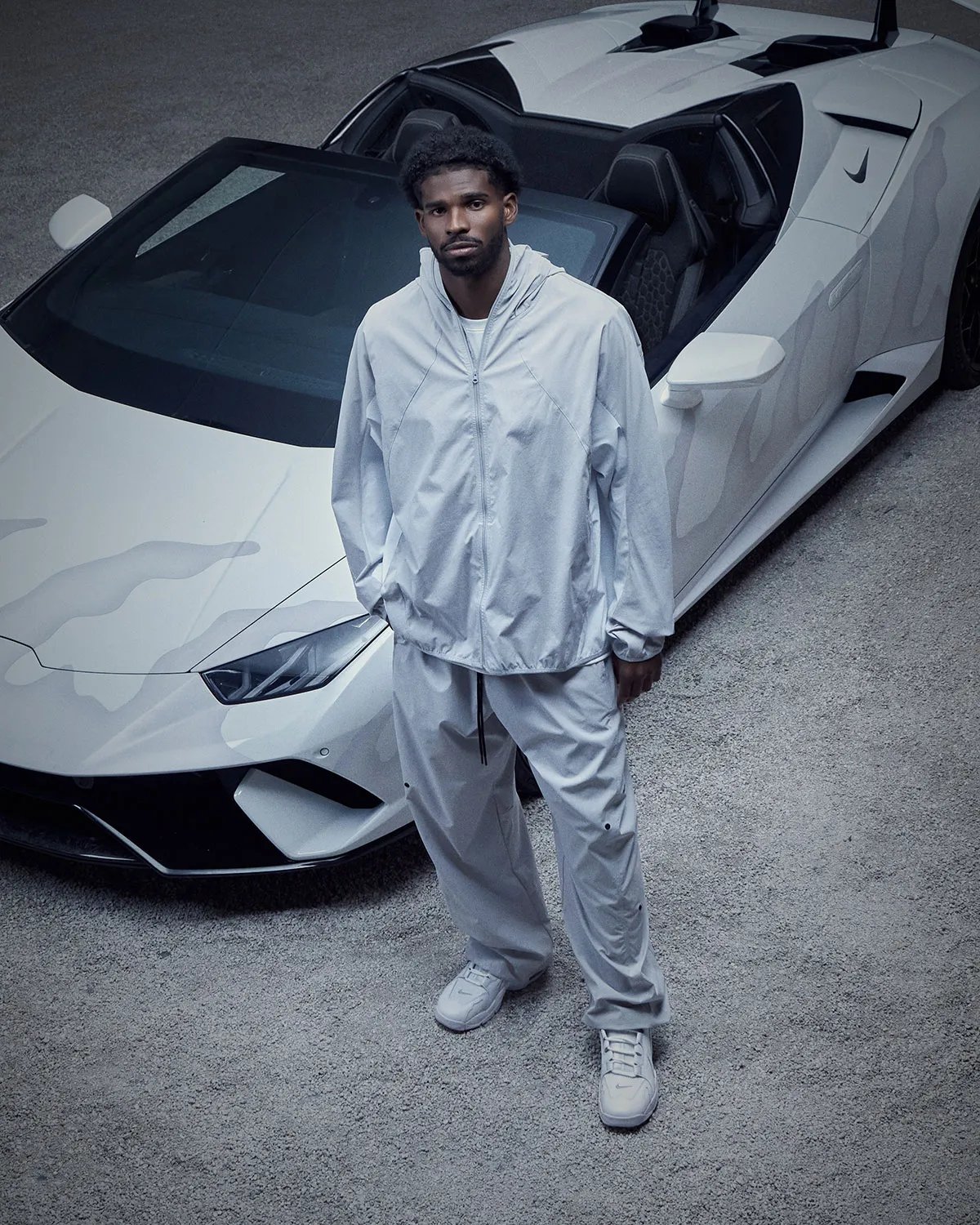 Nike Air DT Max '96 Low in White/Metallic Silver, featured in Shedeur Sanders campaign with custom Lamborghini - detail view 2