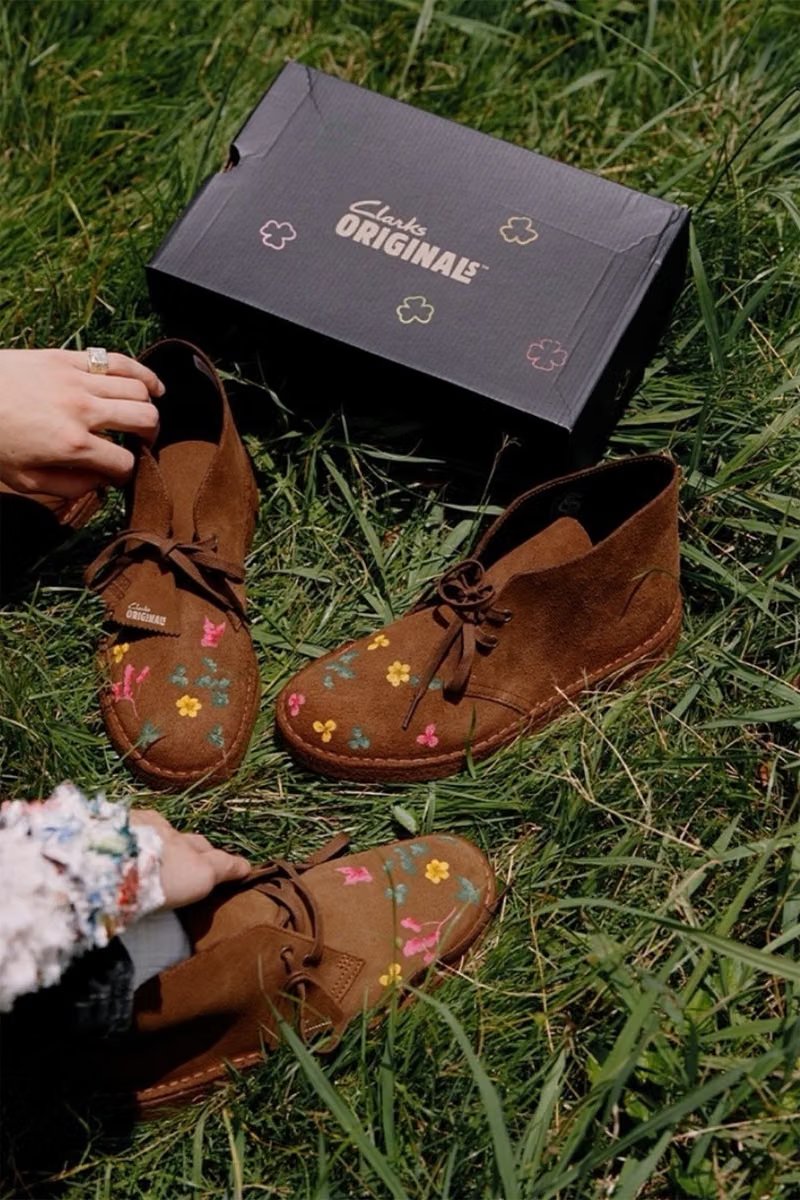 MASU x Clarks Originals Desert Boot with hand-painted floral detailing on canvas upper and natural crepe rubber sole - detail view 5