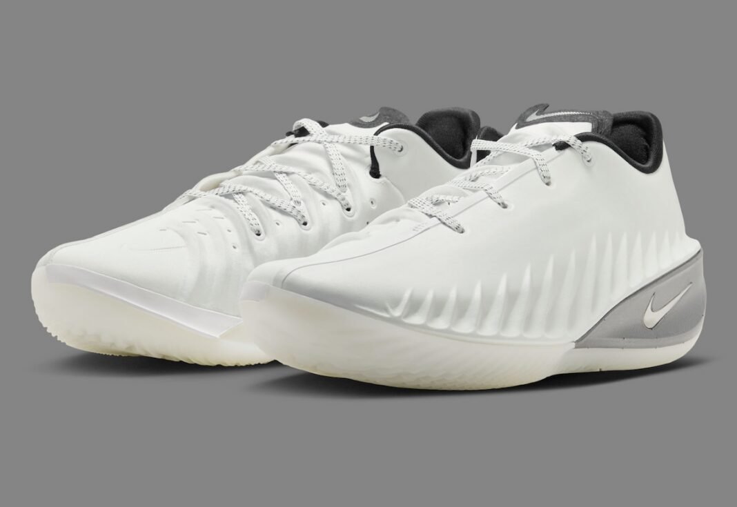 Nike GT Cut 4 SE 'Summit White/Metallic Silver' featuring white asymmetric upper with metallic silver heel counter and black ankle collar details