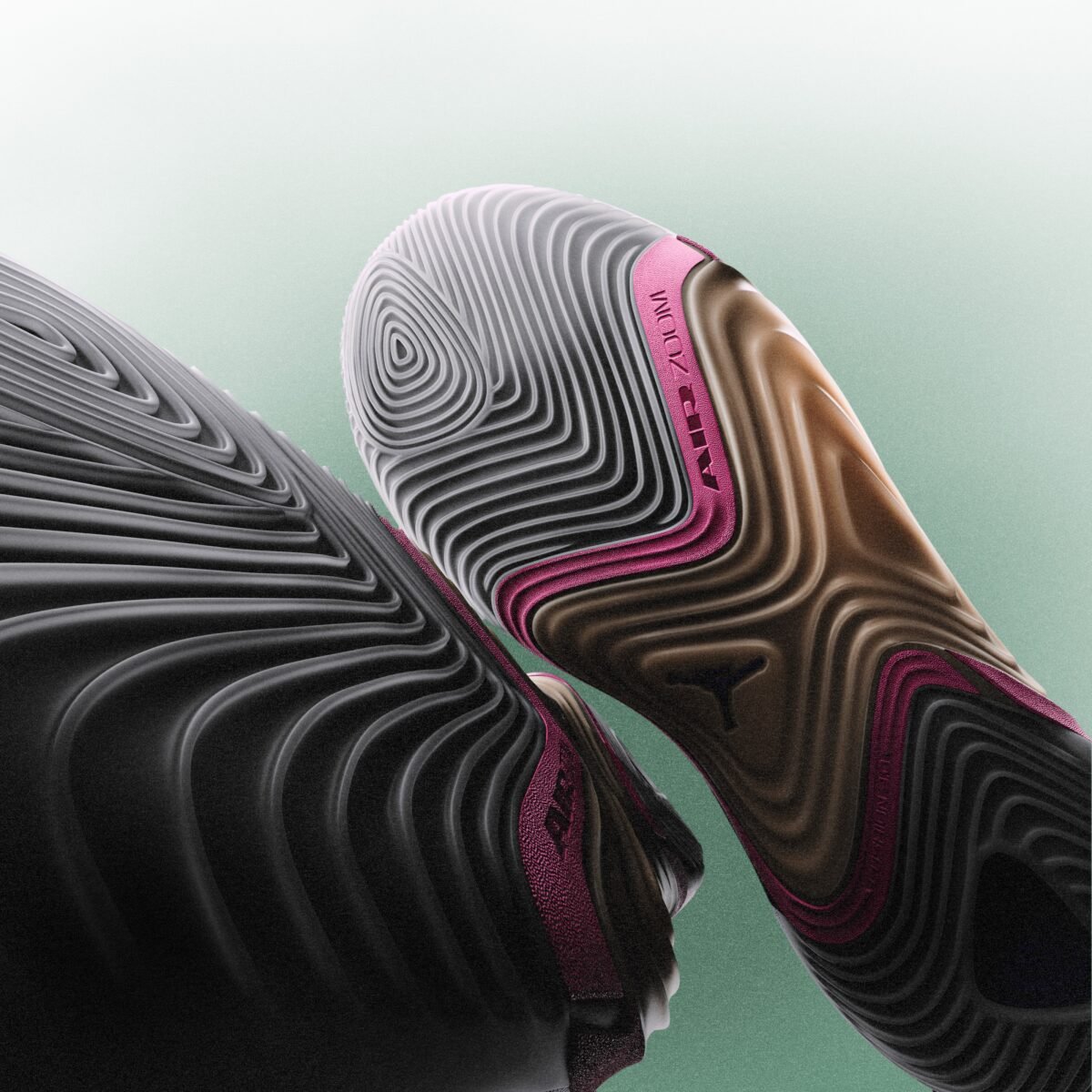 Jordan Tatum 5 signature sneaker in Sunrise colorway with utility strap and heel scar detail - detail view 4