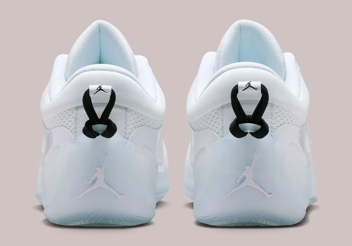 Jordan Heir Series 2 in all-white colorway, showcasing clean minimalist basketball sneaker design - detail view 4