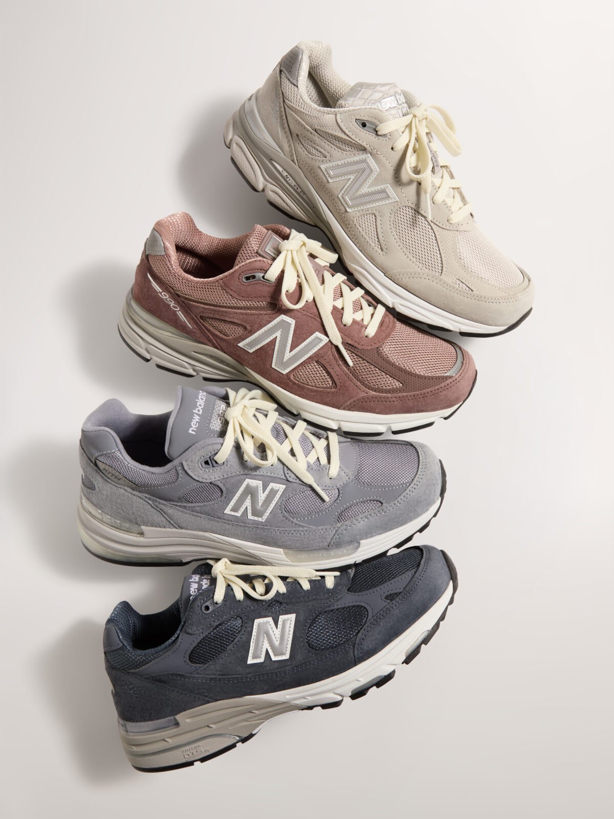Kith x New Balance 99X Collection sneaker in neutral colorway, emphasizing Made in USA construction and heritage design - detail view 3