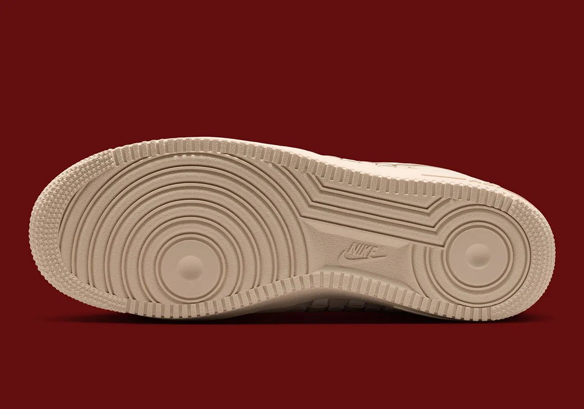 Nike Air Force 1 Low Woven in white with chunky woven panels and retro cursive tongue branding - detail view 5