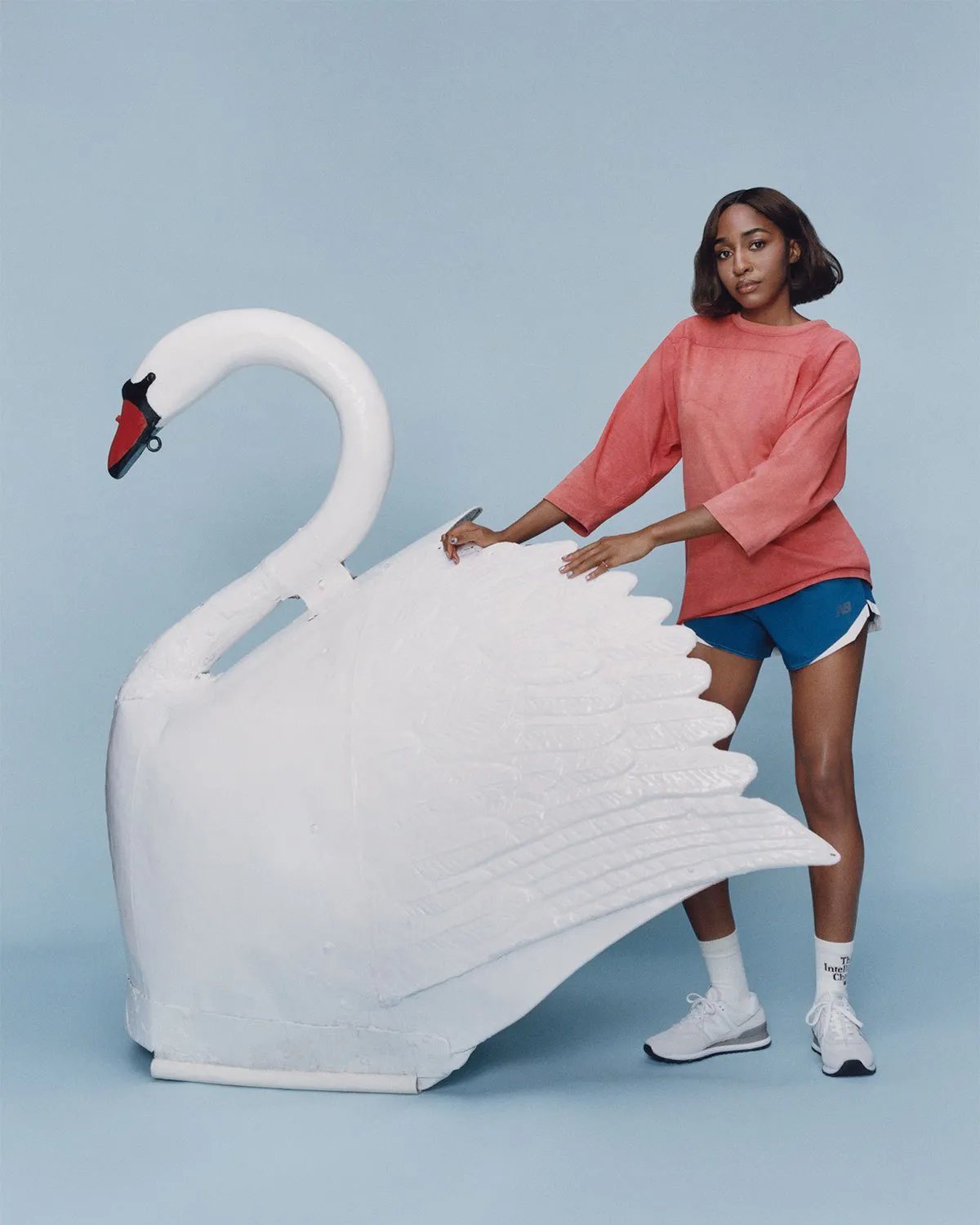 Ayo Edebiri wearing New Balance 574 in Boston campaign styled by Danielle Goldberg - detail view 2