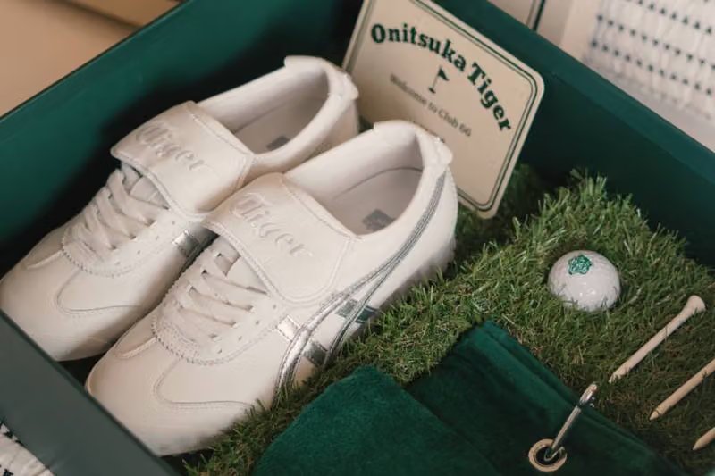 Onitsuka Tiger MEXICO 66™ GOLF displayed at Club 66 launch event in Malaga, Spain showcasing waterproof golf shoe with heritage design