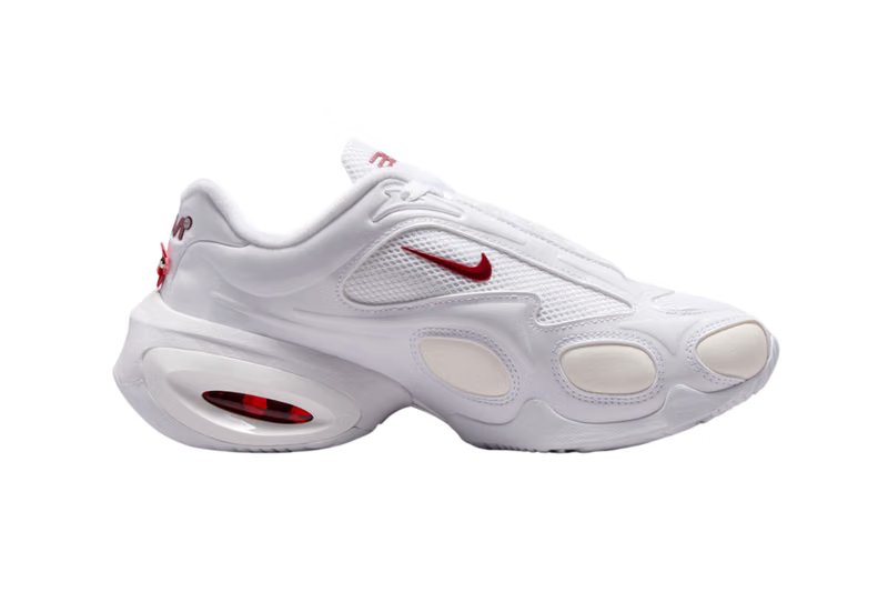Nike Air Max Muse Floral Pack in white leather with metallic silver beaded flower hardware at the heel - detail view 3