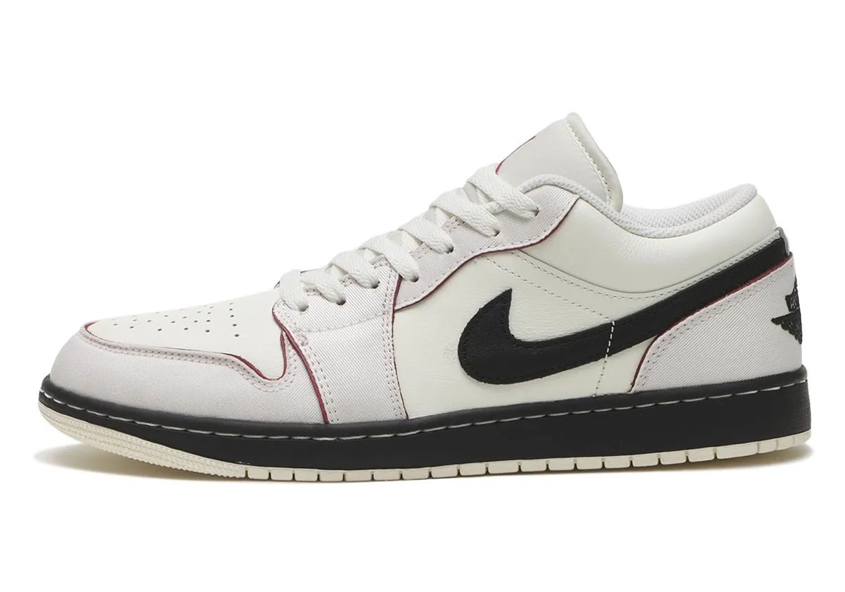 Air Jordan 1 Low Sweet Beet featuring mixed canvas and leather upper construction - detail view 1