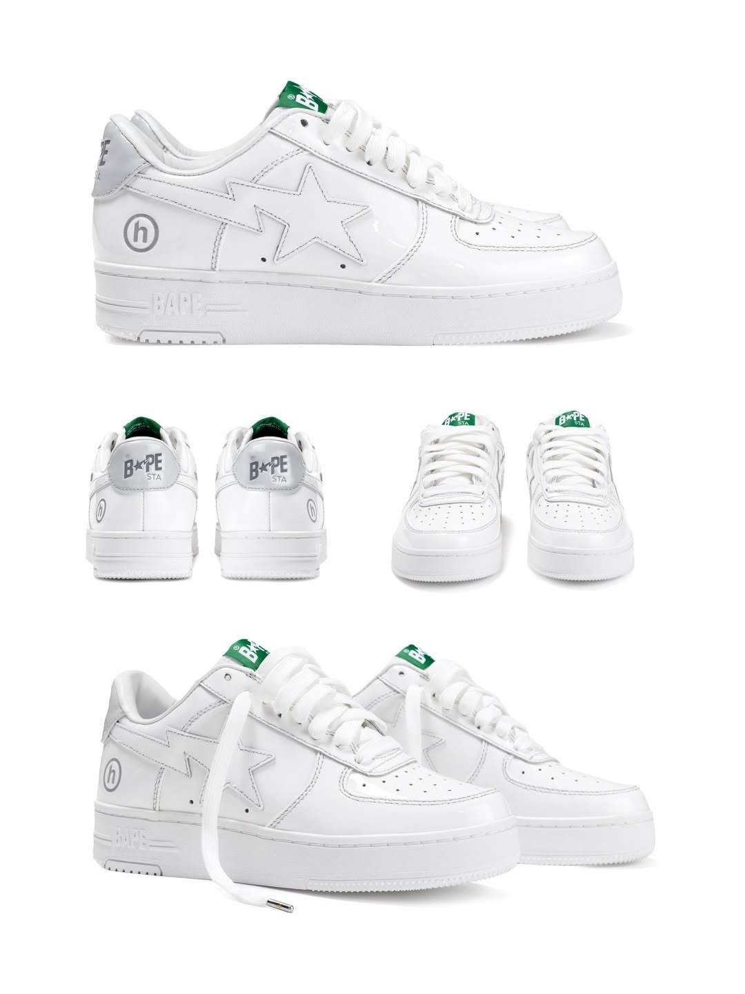 Hidden NY x BAPE STA in white leather, showcasing clean upper construction and collaborative branding - detail view 1