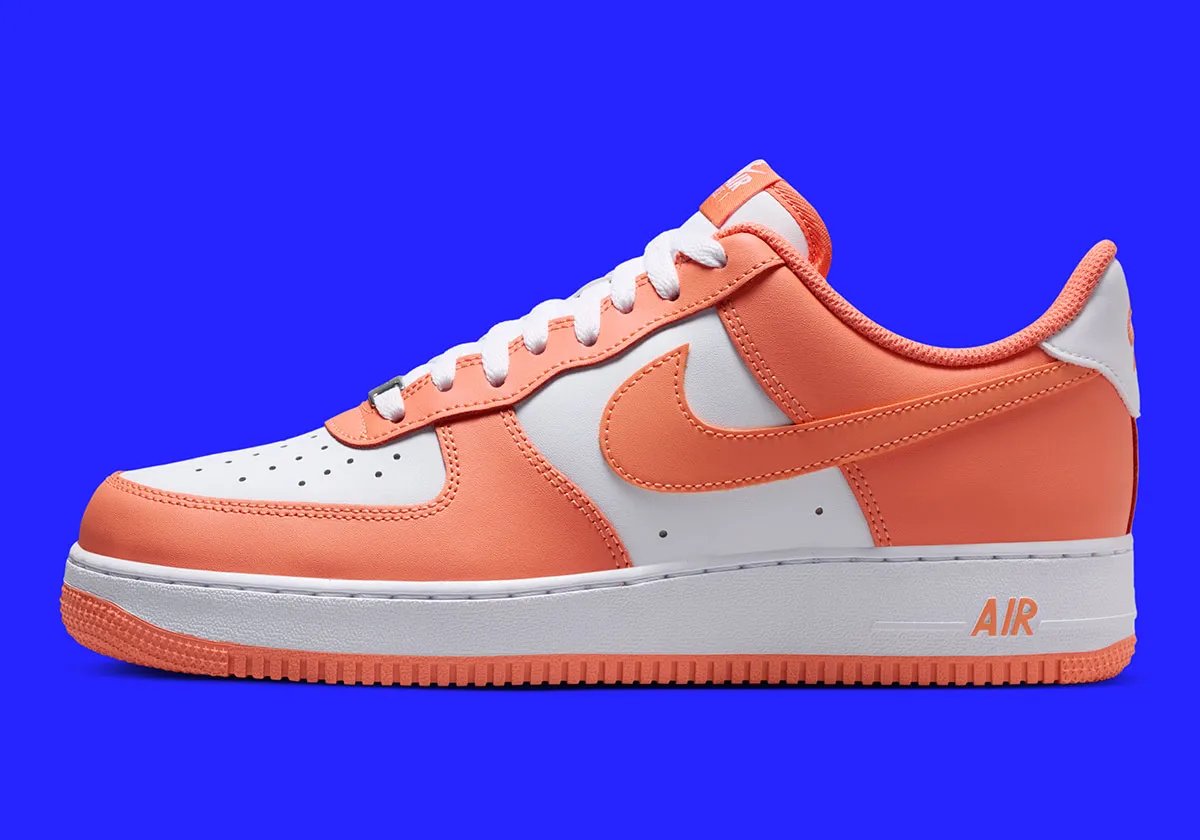 Nike Air Force 1 Low in Orange Frost colorway showing full lateral and medial views - detail view 1