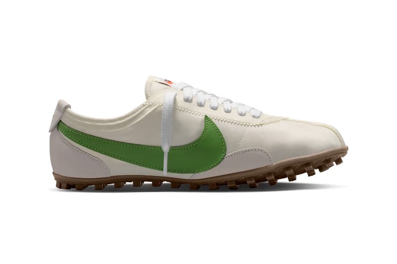 Nike Moon Shoe Chlorophyll featuring sail nylon upper with vibrant chlorophyll green leather Swooshes - detail view 2