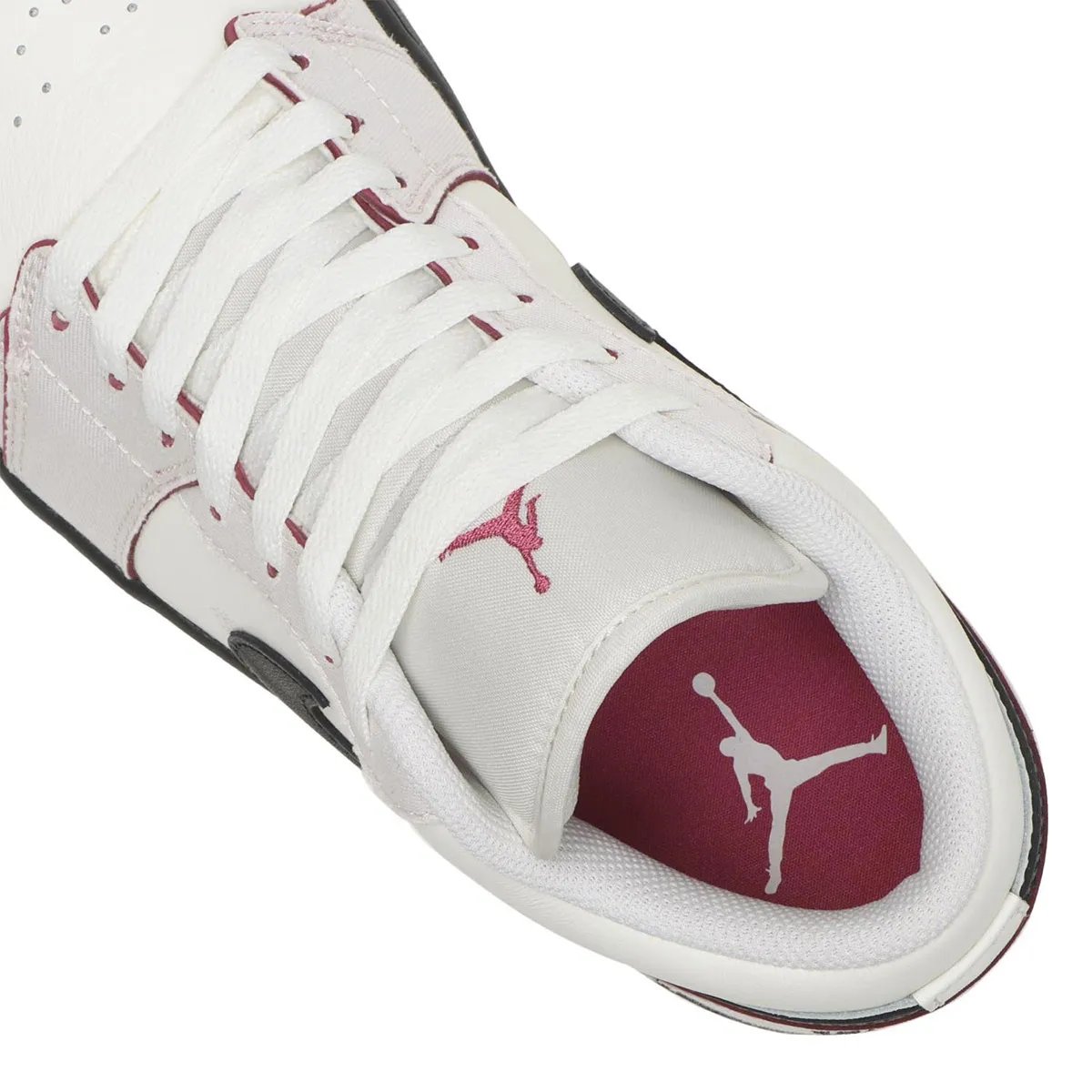 Air Jordan 1 Low Sweet Beet featuring mixed canvas and leather upper construction - detail view 5