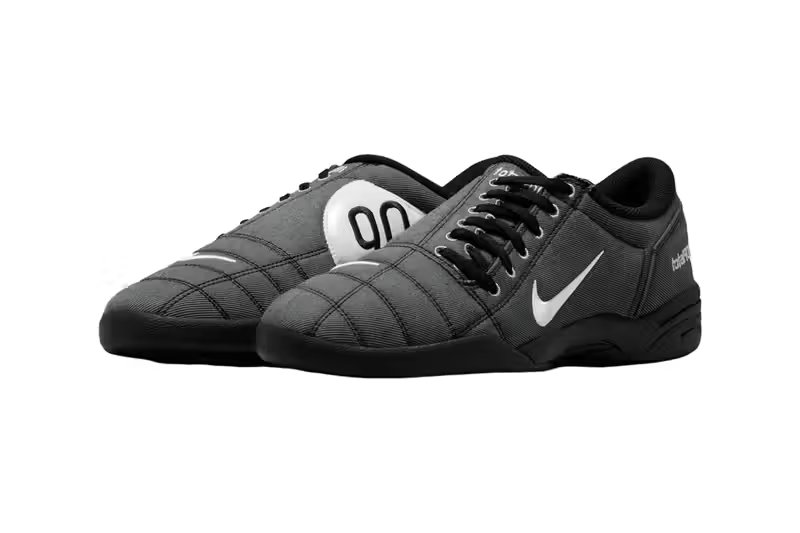 Nike Total 90 III in Black Denim colorway with white accents, featuring denim-textured upper - detail view 4