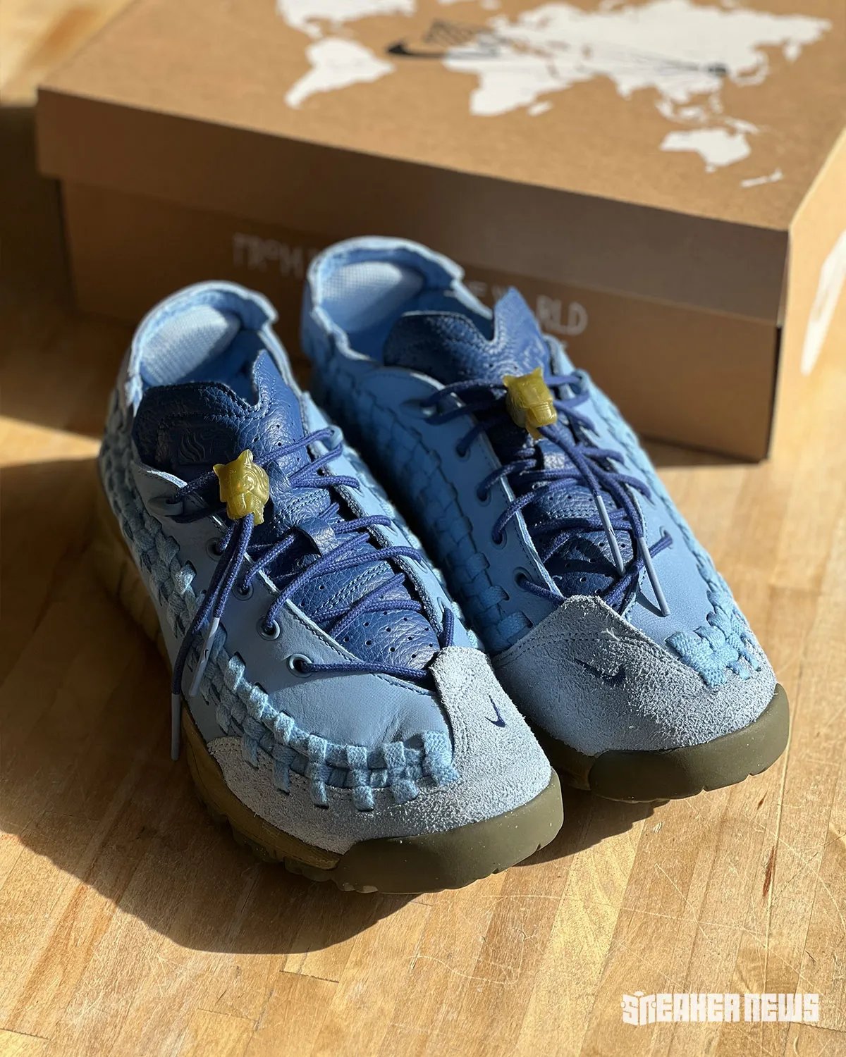 Soulgoods x Nike Homescape Woven in Blue Beyond colorway, featuring asymmetrical lacing and woven mid-panel with rugged outsole - detail view 2