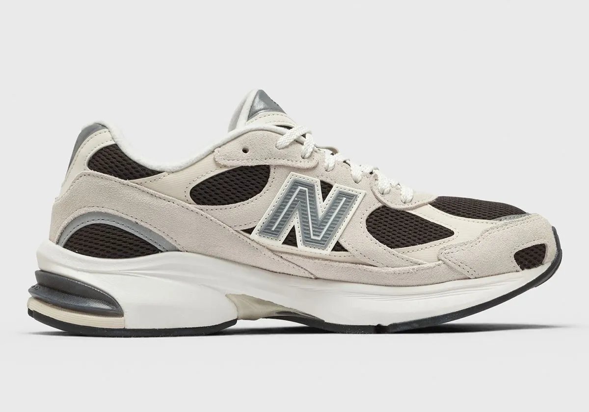 New Balance 2010 in Sea Salt suede with Black Cement accents and reflective branding - detail view 3