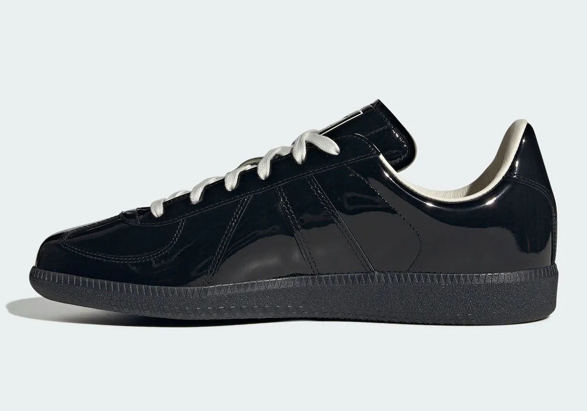 adidas BW Army Patent Pack in glossy patent leather finish, showcasing the slim German military trainer silhouette - detail view 3