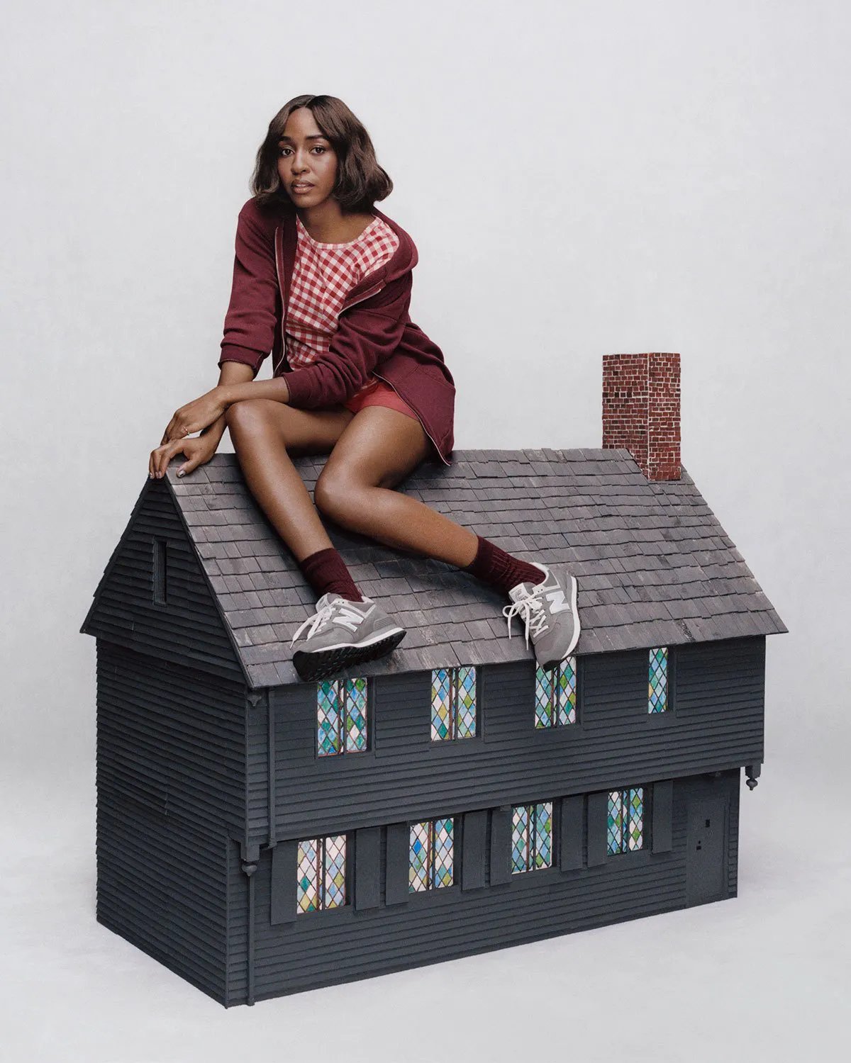 Ayo Edebiri wearing New Balance 574 in Boston campaign styled by Danielle Goldberg - detail view 4