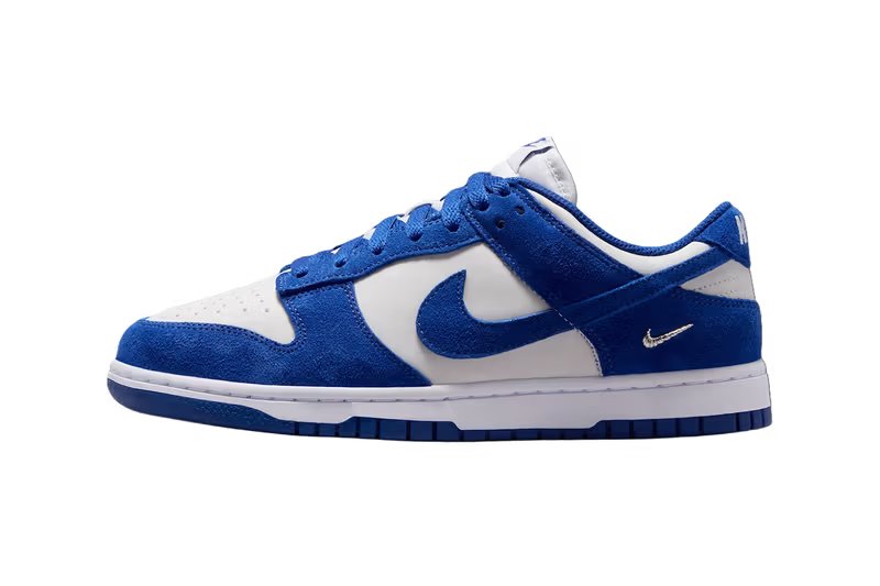 Nike Dunk Low Old Royal in suede with Old Royal, Photon Dust, and White colorway - detail view 2