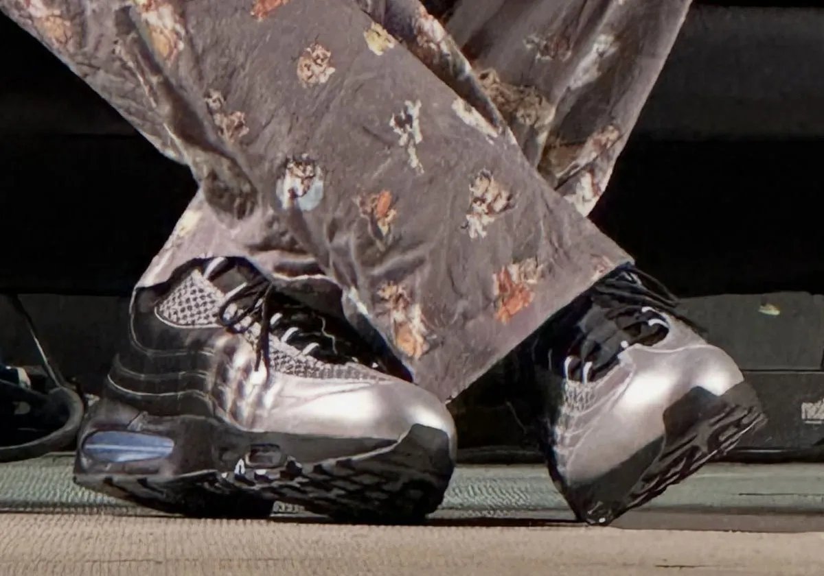 Palace x Nike Air Max 95 collaboration sneaker featuring layered construction and visible Max Air unit - detail view 3