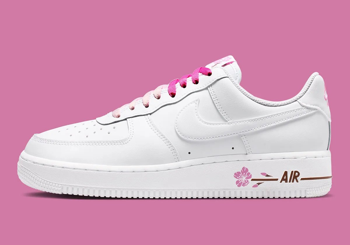 Nike Air Force 1 Low in cherry blossom white and pink colorway, spring 2026 release - detail view 1