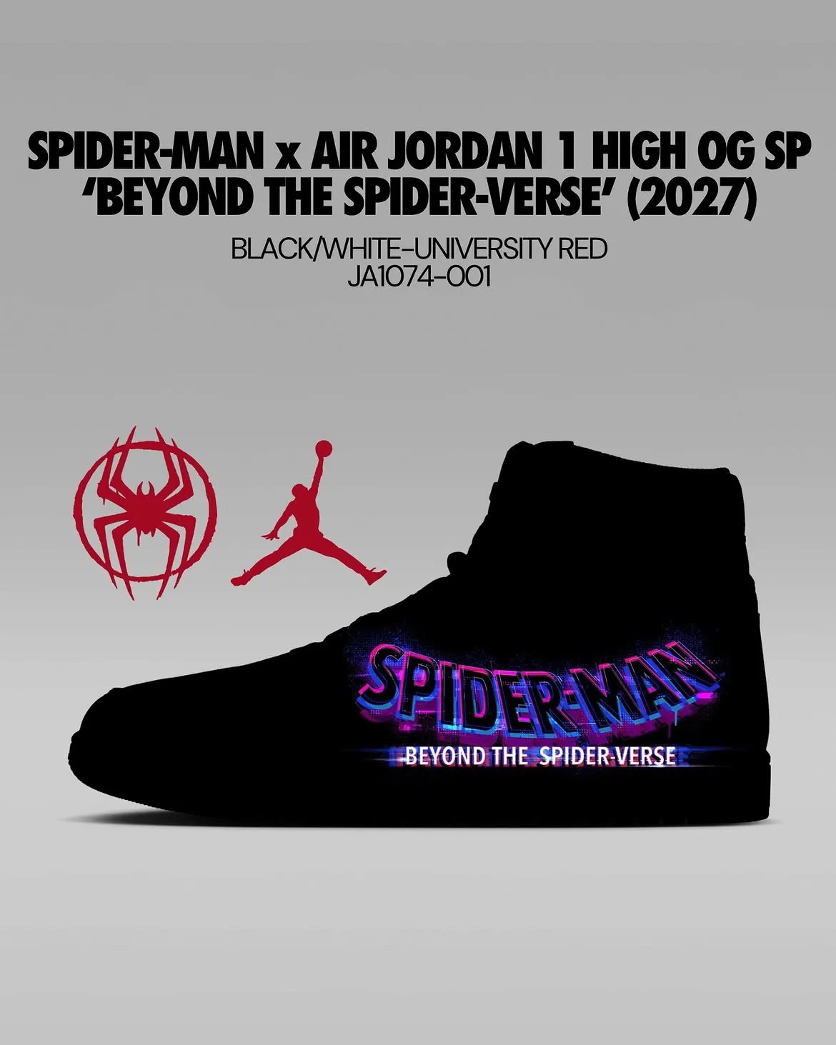 Air Jordan 1 High OG 'Beyond the Spider-Verse' in Black, White, and University Red colorway - detail view 2