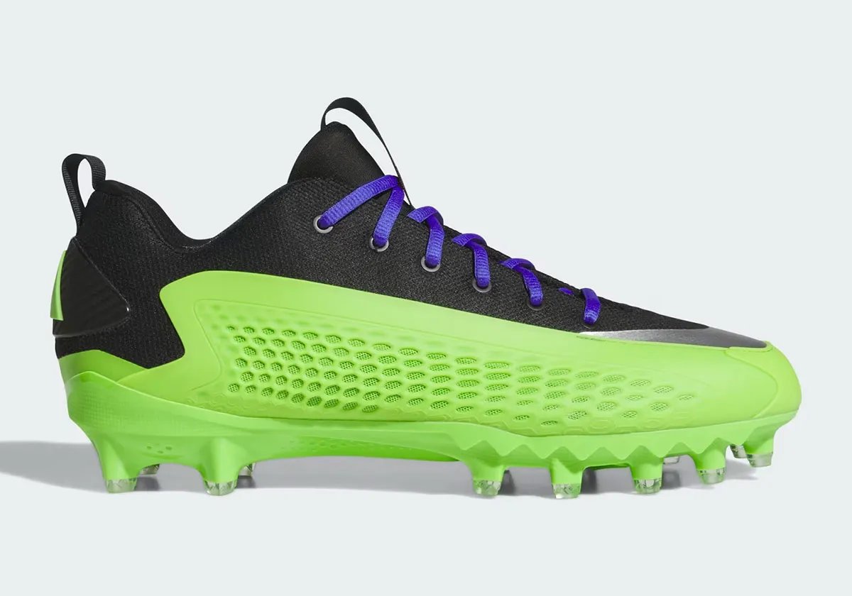 adidas Anthony Edwards 1 Low Cleat in black and Semi Solar Green Atlanta Vikings colorway - detail view 3